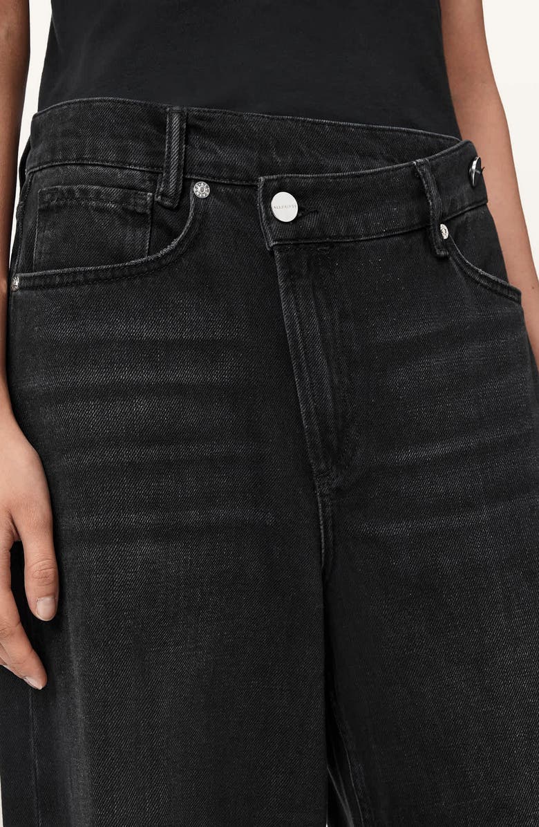 AllSaints Aki Crossover Ripped Wide Leg Jeans, Alternate, color, Destroy Black
