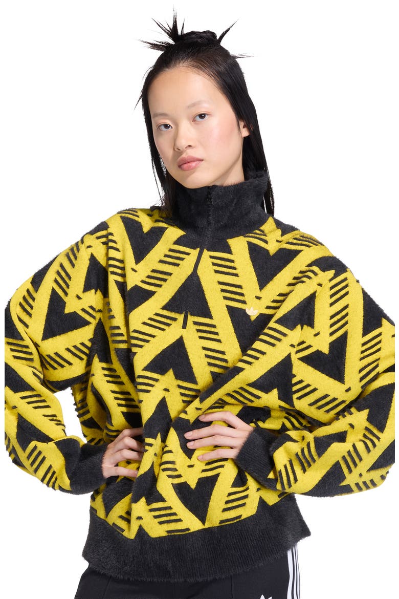 Chevron Knit Half Zip Pullover Sweater, Alternate, color, MEDIUM YELLOW