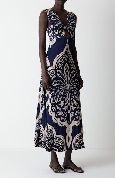 【JOHANNA ORTIZ】tie-dyed stretch-jersey ミディ ドレス JOHANNA ORTIZ Deep Heart twist-front cutout printed stretch
