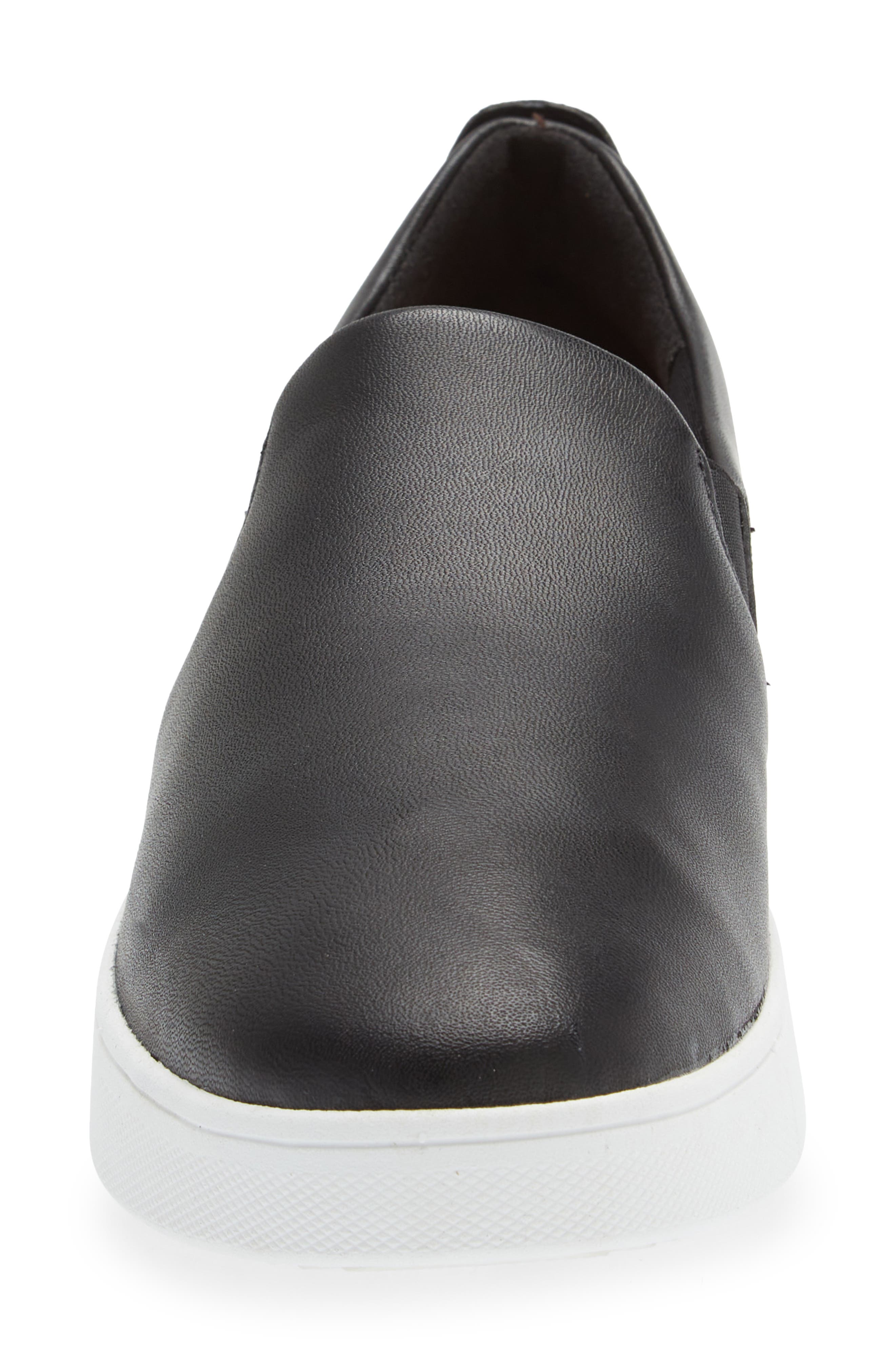 FitFlop Rally Leather Slip-On Skate Sneaker, Alternate, color, Black