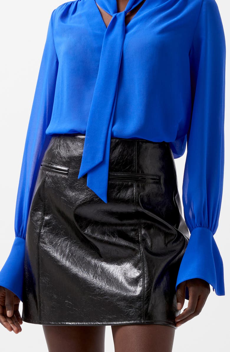 French Connection Emmett Faux Leather Miniskirt, Alternate, color, Blackout