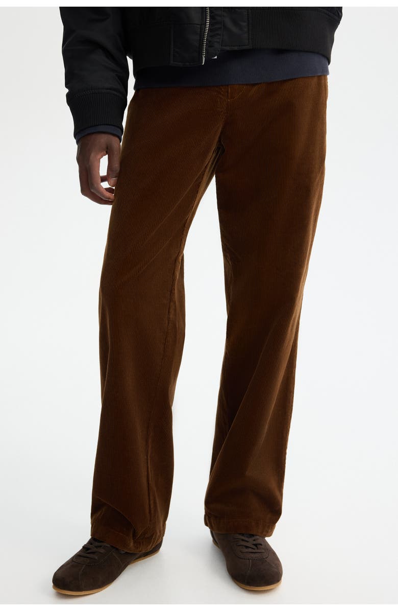 H&M Relaxed Fit Corduroy Trousers, Alternate, color, Dark Brown