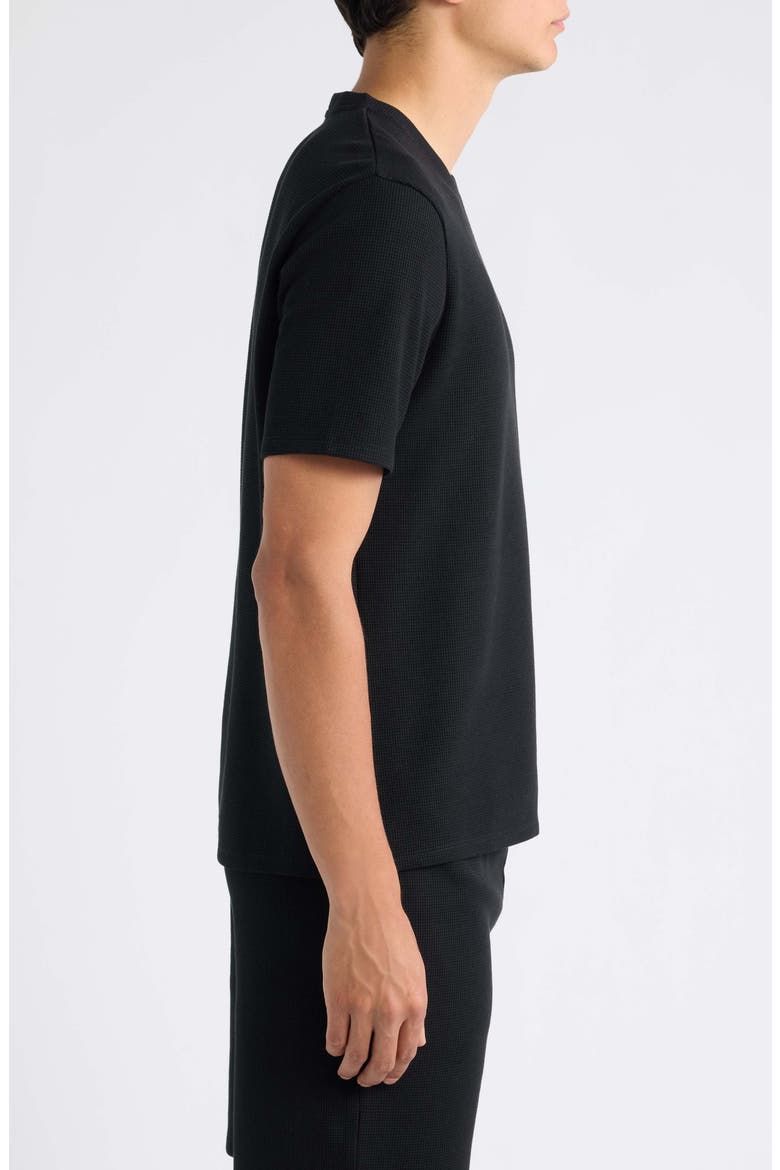Waffle Knit T-Shirt, Alternate, color, BLACK