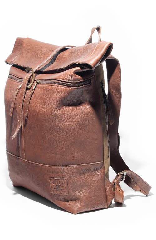 Will Leather Goods Roll Top Backpack In Brown