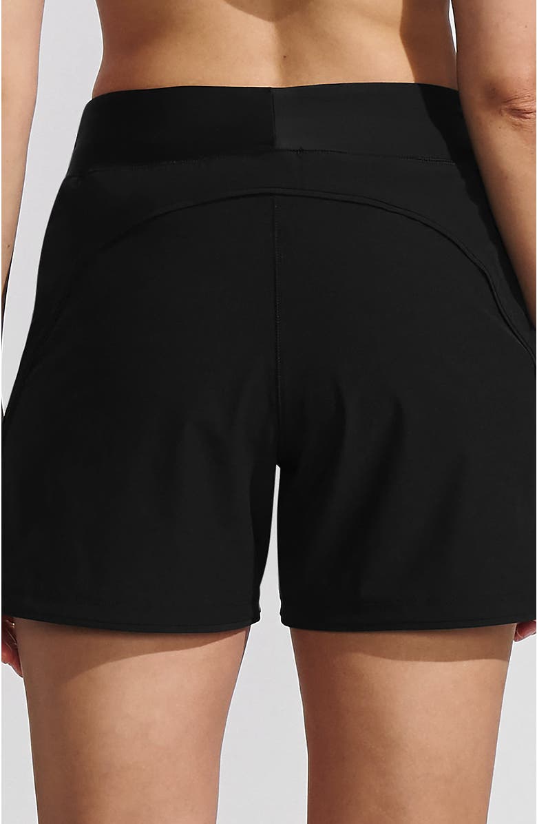 Lands' End 5" Quick Dry Elastic Waist Board Shorts Swim Cover-up Shorts with Panty, Alternate, color, Black