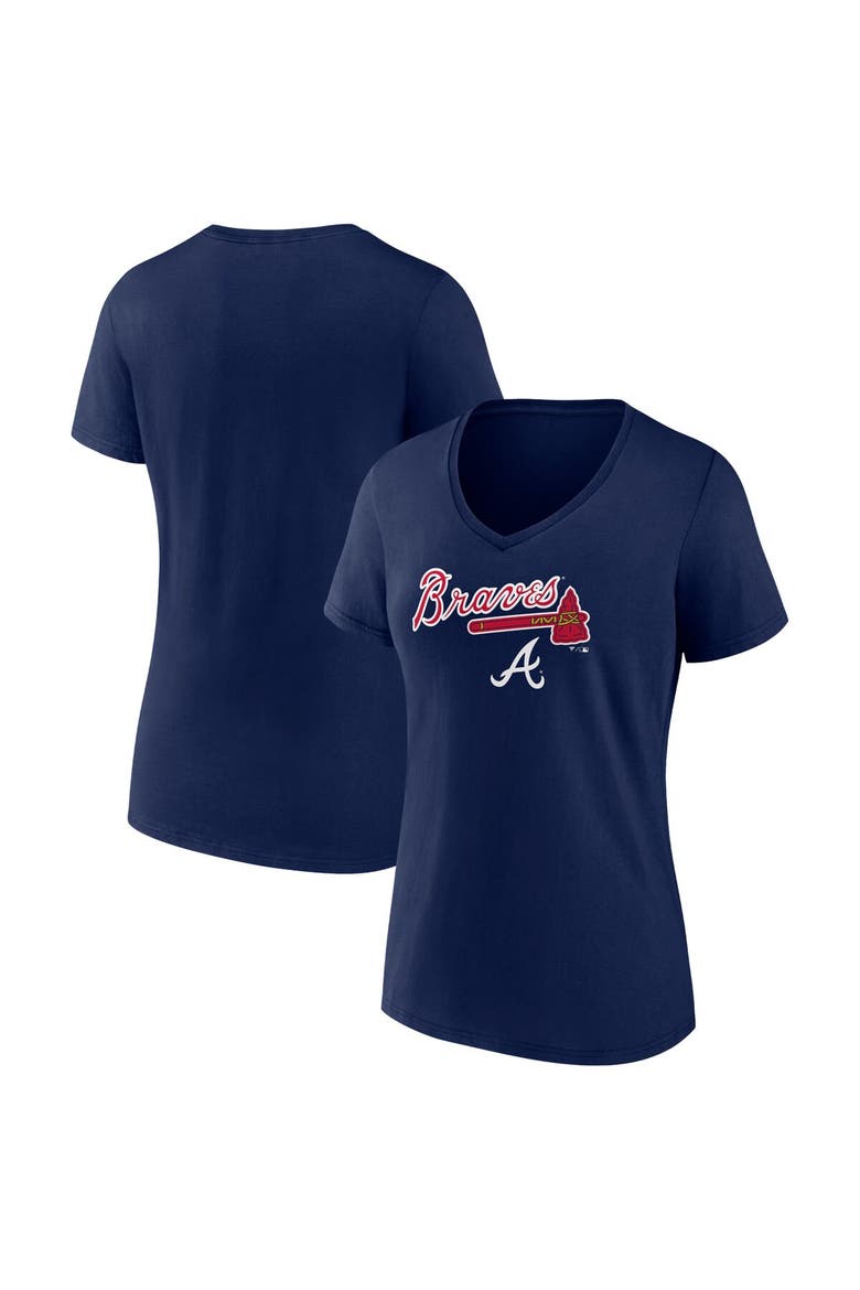 Women's Fanatics Branded Navy Atlanta Braves Team Lockup V-Neck T-Shirt, Main, color, Navy