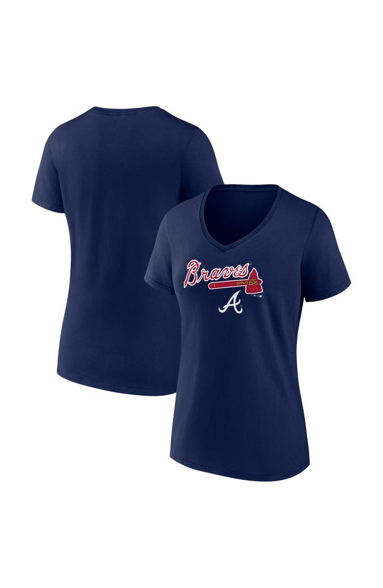 FANATICS Women's Fanatics Branded Navy Atlanta Braves Team Lockup V-Neck T-Shirt, Main, color,