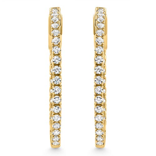 Bliss Diamond 1.75 Ct Lab Grown Diamond Hoops Inside Outside 1 1/3" 14k Gold Vault Lock