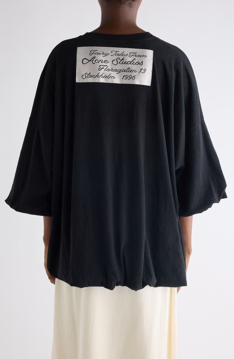 Acne Studios Gathered Oversize 1996 Logo Graphic T-Shirt, Alternate, color, Black