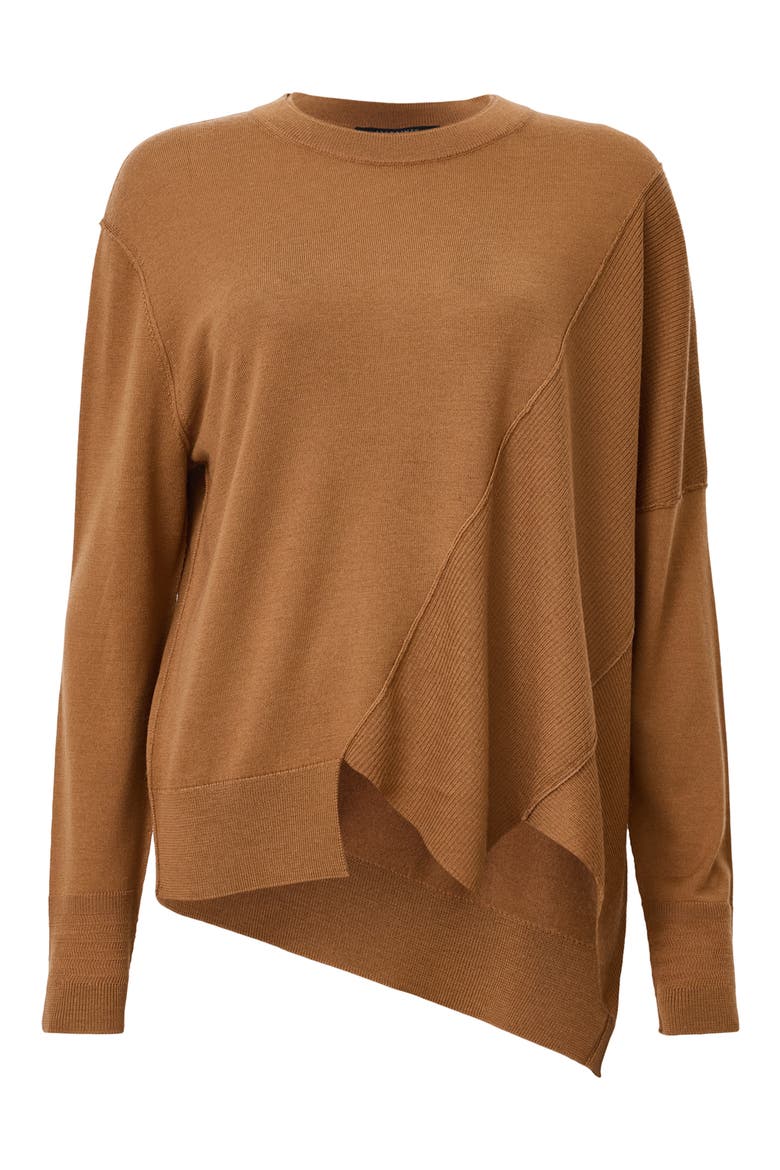 Isla Asymmetric Sweater, Alternate, color, CARAMEL BROWN