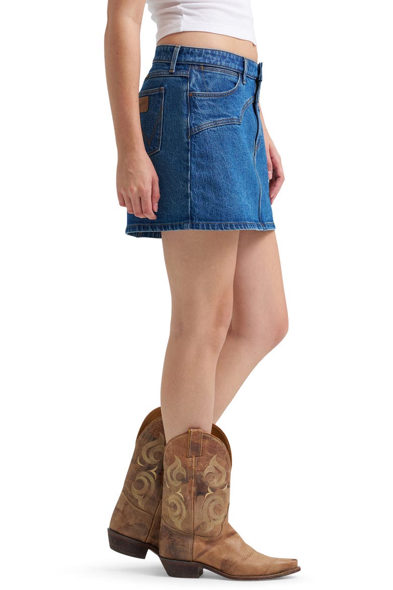 Western Denim Miniskirt, Alternate, color, CAROLINA