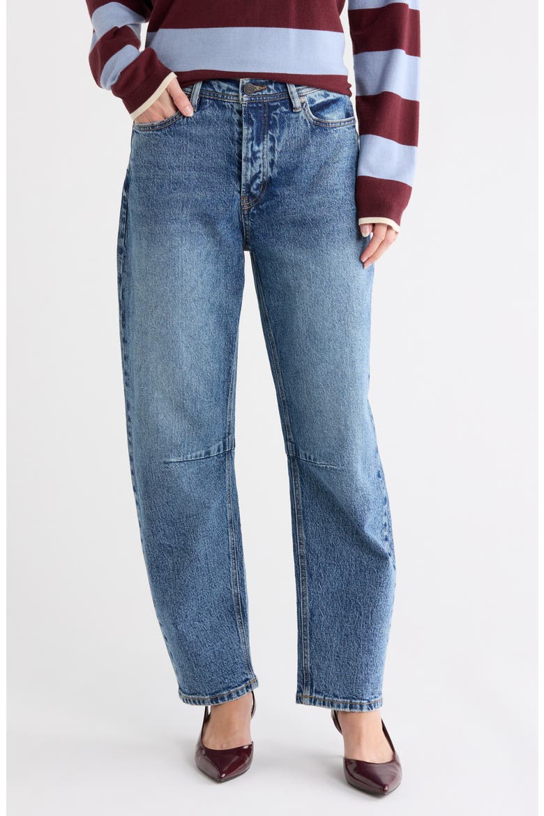 The Current High Waist Barrel Leg Jeans, Main, color, BARBADOS