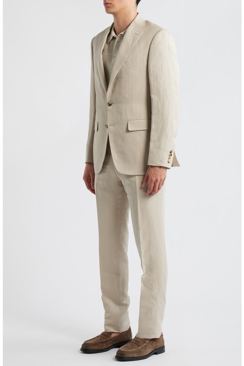 Trim Fit Tan Linen & Silk Suit, Alternate, color, BEIGE