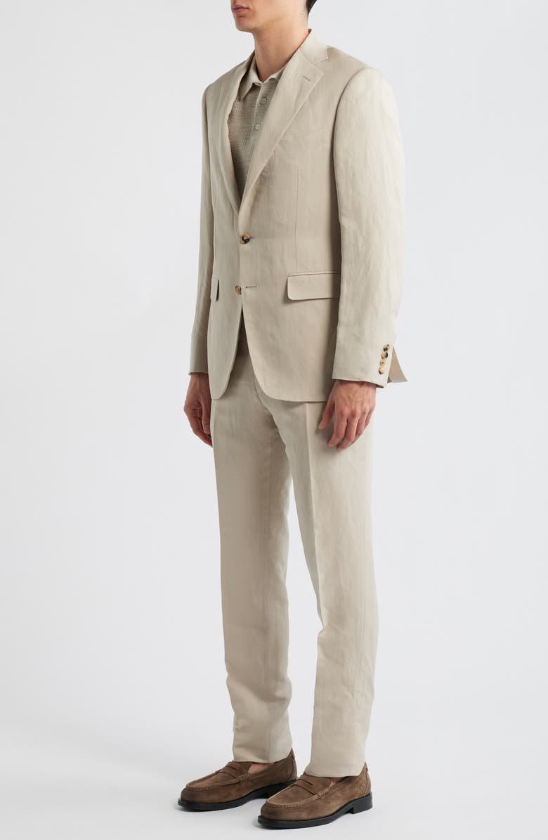 Canali Trim Fit Tan Linen & Silk Suit, Alternate, color, Beige