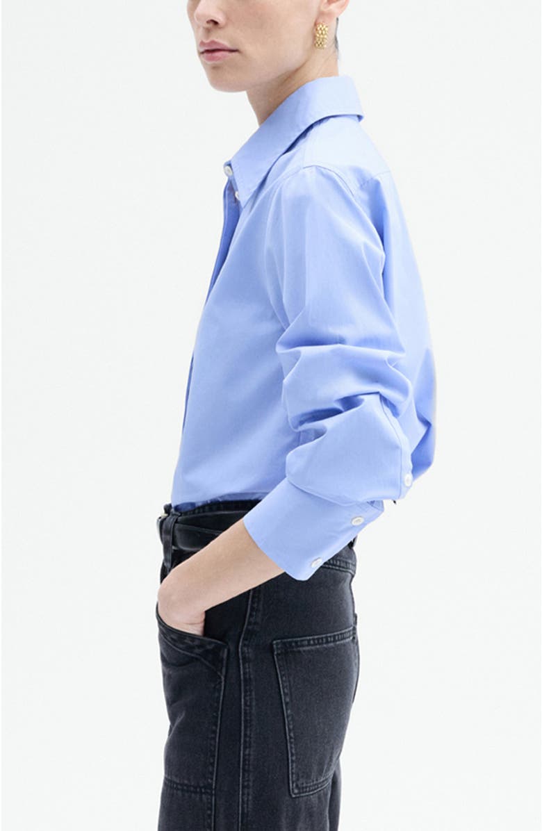 CO Fitted Shirt in Cotton Poplin, Alternate, color, Blue