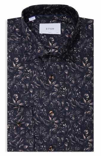 Slim Fit Floral Cotton Twill Shirt