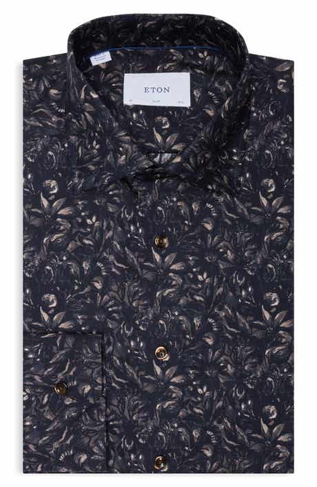 Slim Fit Floral Cotton Twill Shirt