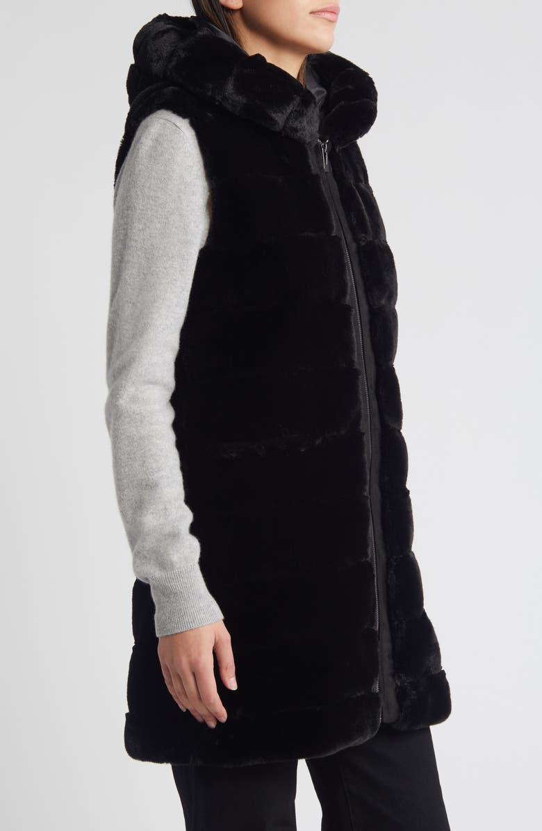 Via Spiga Quilted Faux Fur Hooded Vest, Alternate, color,