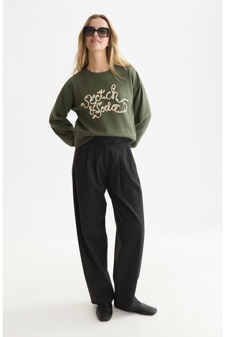 Ribbon Embroidery Loose Fit Sweatshirt, Alternate, color, THYME