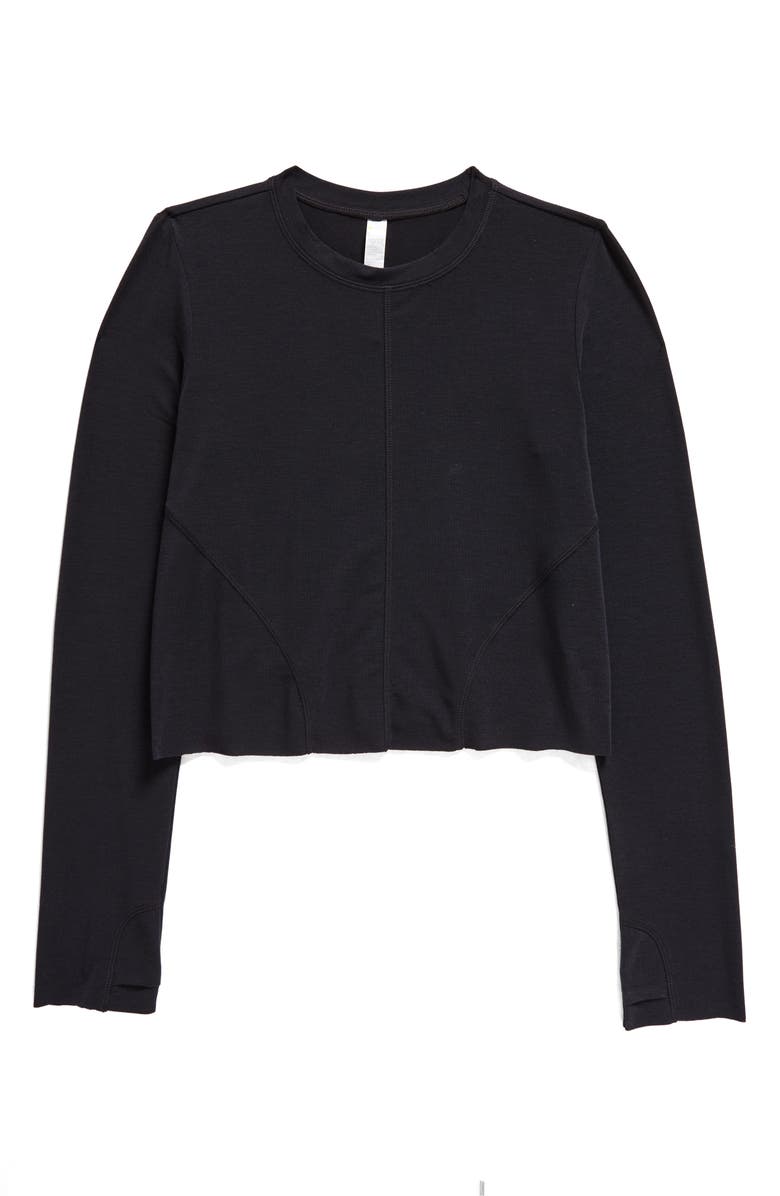 Zella Girl Kids' Streamline Seamed Long Sleeve T-Shirt, Main, color, Black