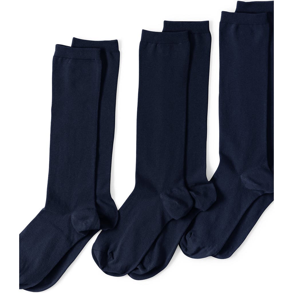 Lands' End 3-pack Seamless Toe Solid Trouser Socks In True Navy