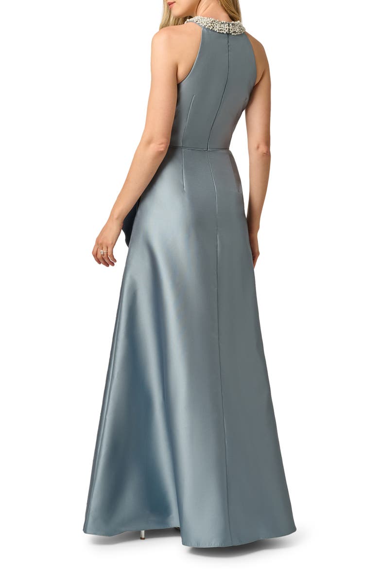 Embellished Neck Mikado Gown, Alternate, color, ICY OPALINE