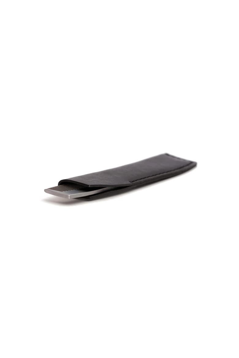 No. 1827 Stainless Steel Metal Pocket Comb with Leather Sleeve, Alternate, color, Black