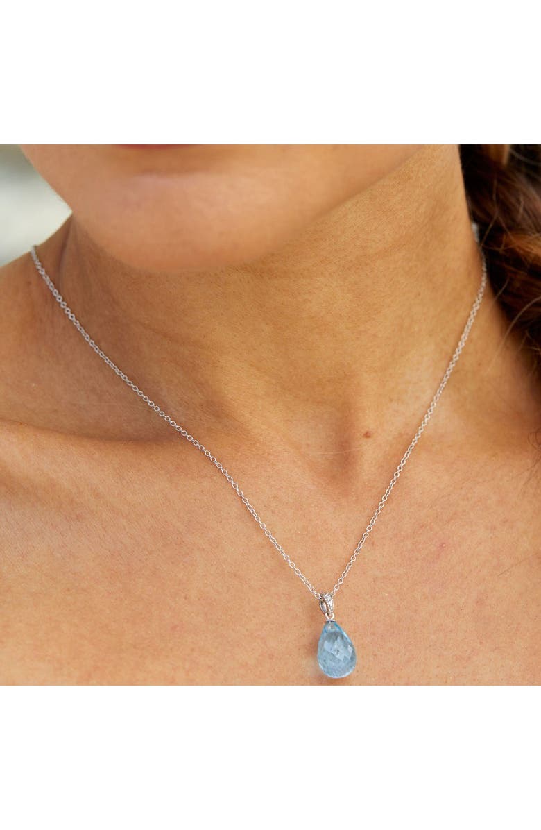 SAVVY CIE JEWELS Sterling Silver Briolette Swiss Blue Topaz Pendant Necklace, Alternate, color, 