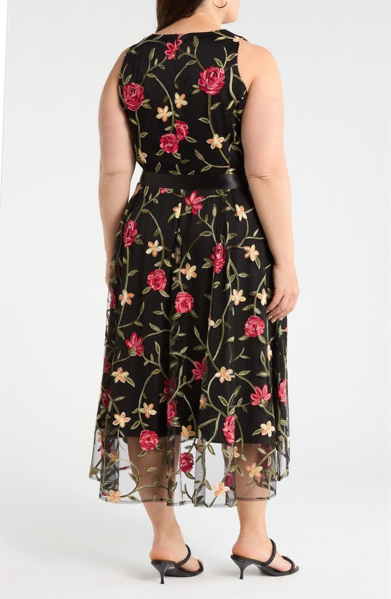 Tahari ASL Embroidered Sleeveless Midi Dress, Alternate, color, 