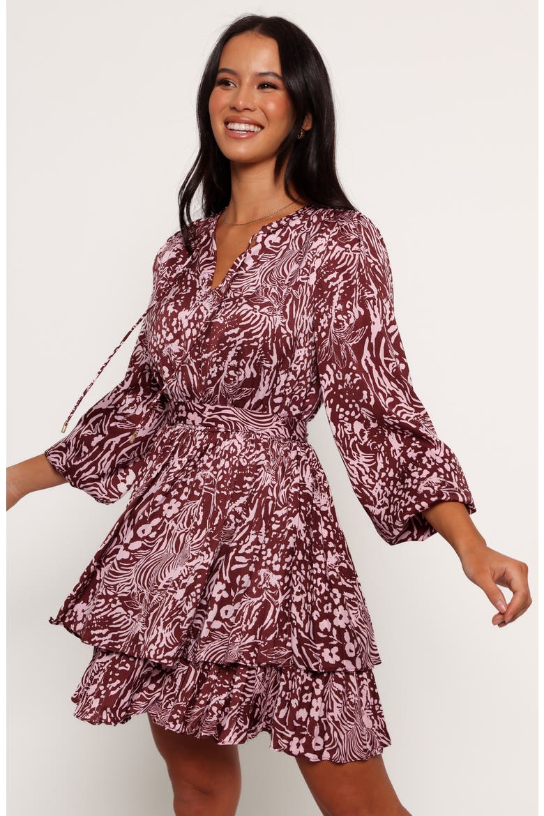 Wrenley Long Sleeve Dress, Alternate, color, CHOCOLATE/ PINK