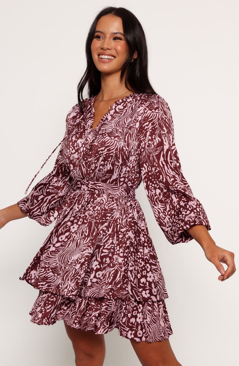 Petal & Pup Wrenley Long Sleeve Dress, Alternate, color, Chocolate/ Pink