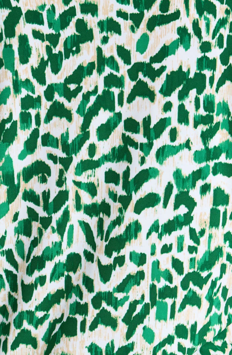 AK ANNE KLEIN Ruffle V-Neck Top, Alternate, color, Tropical Green Multi