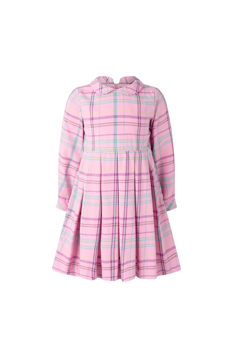 Rachel Riley Pink Check Pleated Dress, Main, color, Pink