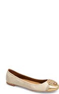 Tory Burch Minnie Logo Medallion Cap Toe Ballet Flat