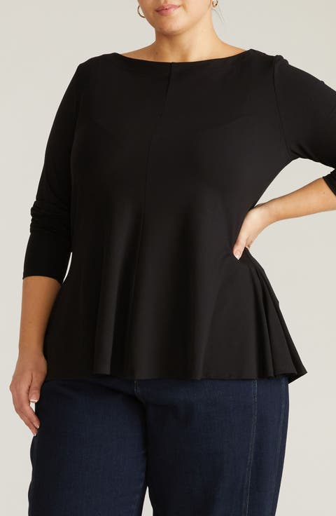 Cassandra Long Sleeve Jersey Top (Regular & Plus)