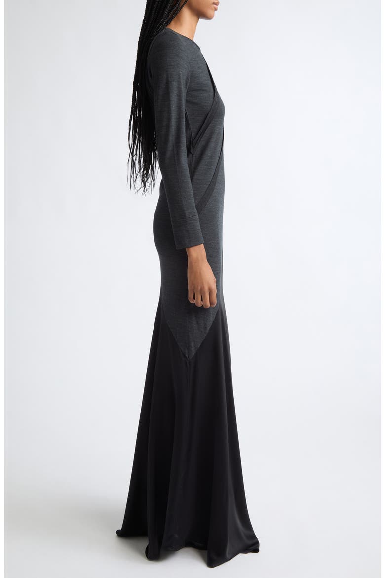 Agathe Long Sleeve Wool & Silk Maxi Dress, Alternate, color, CHARCOAL MELANGE