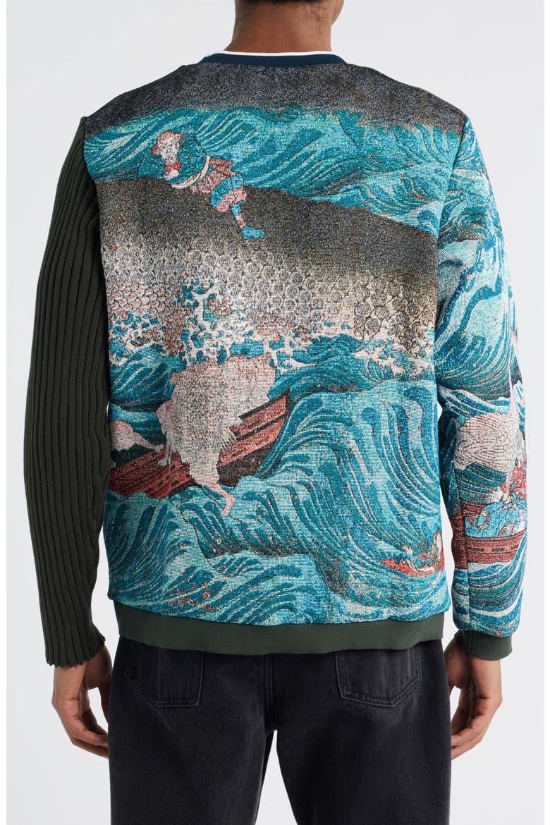 Tametomo Rescued Jacquard Sweatshirt, Alternate, color, GREEN