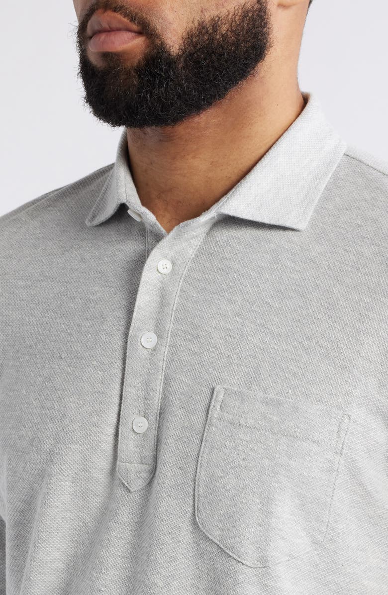 Peter Millar Croxley Long Sleeve Cotton & Linen Pocket Polo, Alternate, color, 