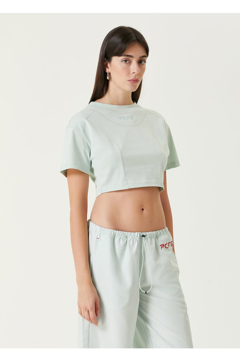 Pure Cotton Free Heaven Crop Tshirt, Alternate, color, green surf spray