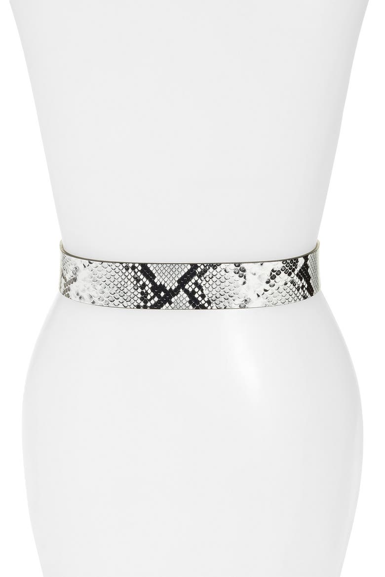Women's Metallic Snake Print Belt, Alternate, color, BLACK COMBO