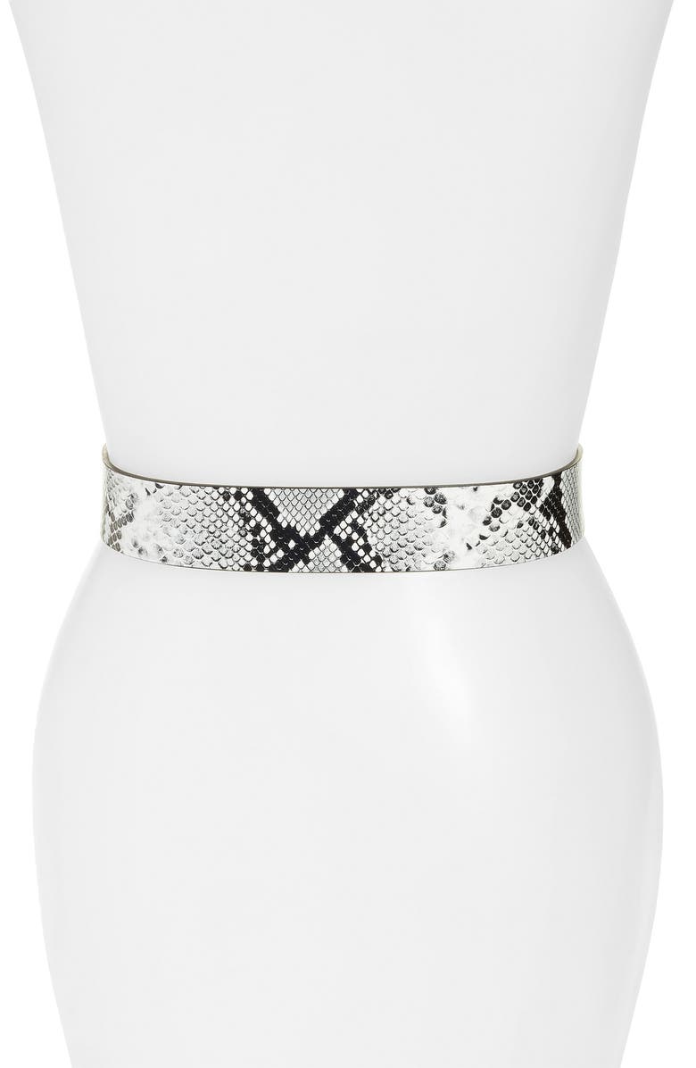 Halogen<sup>®</sup> Women's Metallic Snake Print Belt, Alternate, color,