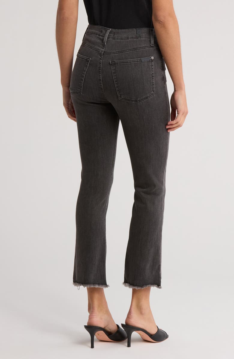 7 For All Mankind High Waist Slim Fit Kick Jeans, Alternate, color, Wash Black W/ Vintage Fray Hem