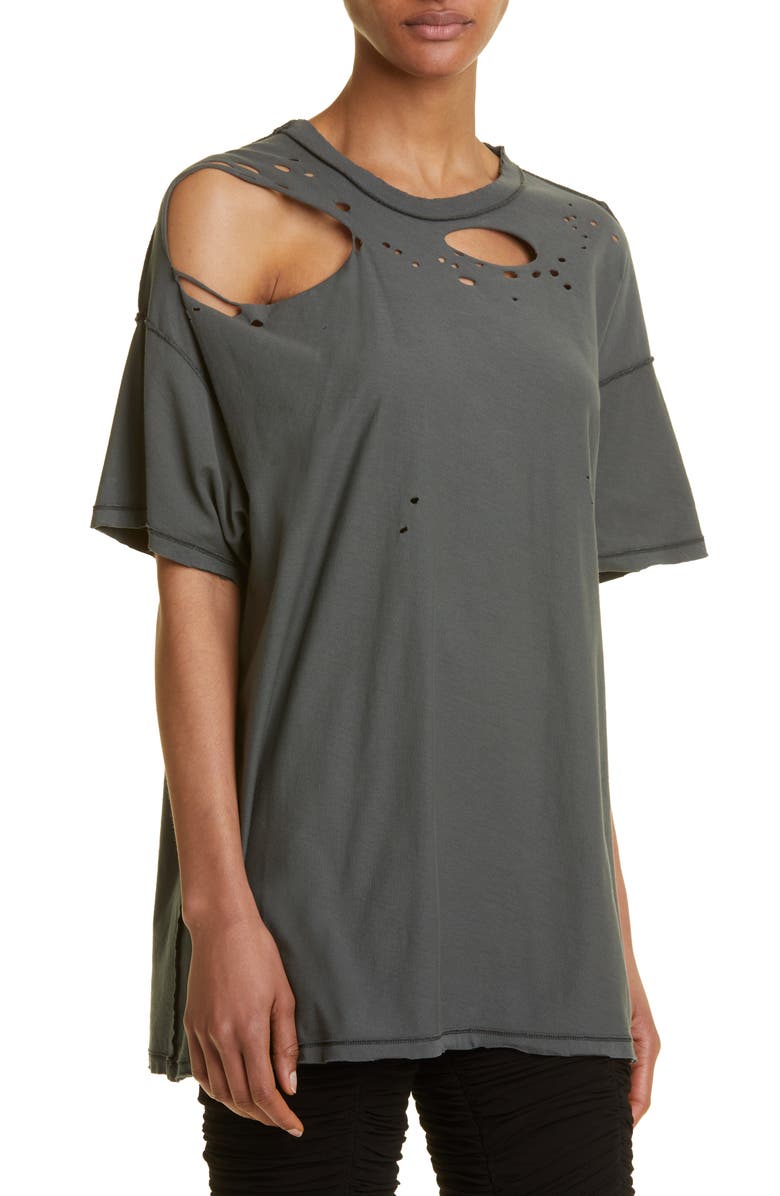 Interior Mandy Distressed Cotton T-Shirt, Alternate, color, 