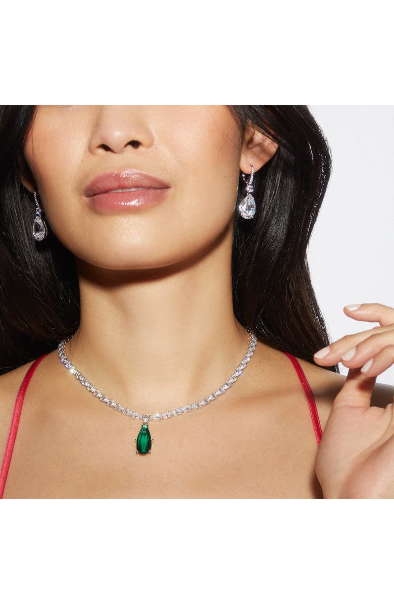 Nadri Shine On Large Pear Cut Cubic Zirconia Drop Earrings, Alternate, color, Rhodium