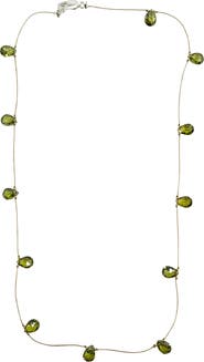MADISON BEVERLY HILLS Faceted Teardrop Gemstone Station Necklace