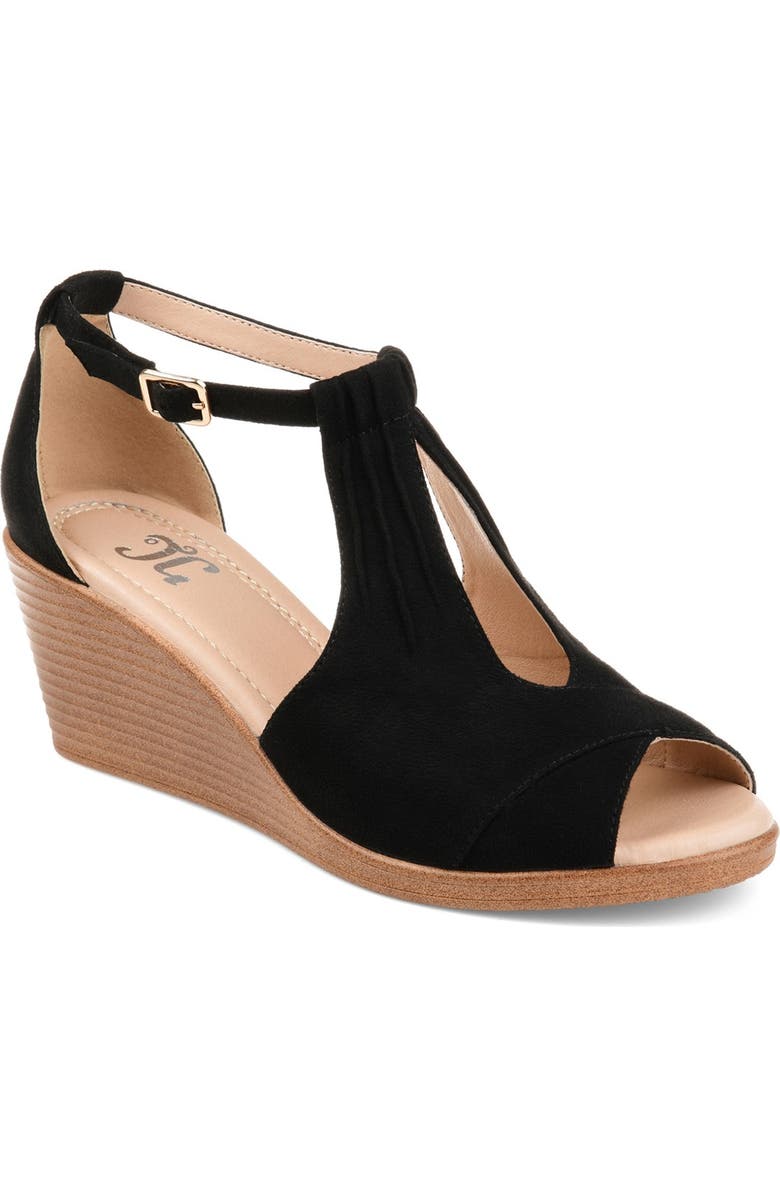 Journee Collection JOURNEE Kedzie Wedge Sandal, Main, color, Black