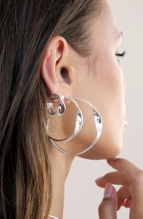 Ettika Heirloom Twist Medium Hoops Earrings In Silver