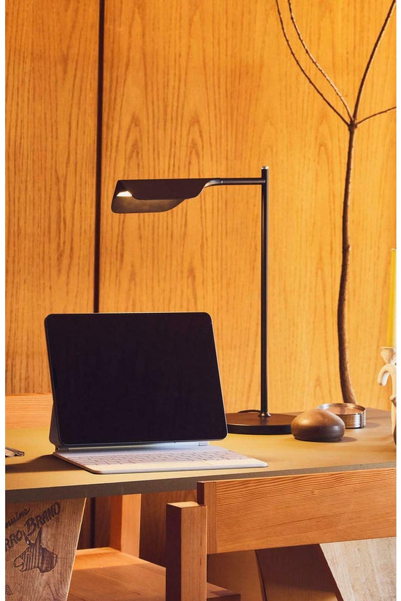 Leaf 16" Wireless Charging Pad Industrial LED Table Lamp, Black, 3-Way Dimming, Alternate, color, Black