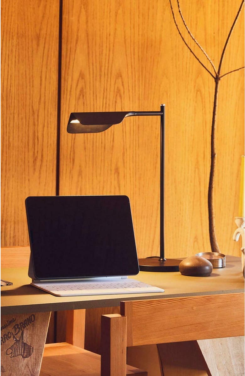 Brightech Leaf 16" Wireless Charging Pad Industrial LED Table Lamp, Black, 3-Way Dimming, Alternate, color, Black