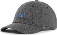 Clare V. Embroidered Cashmere & Wool Herringbone Adjustable Baseball Cap